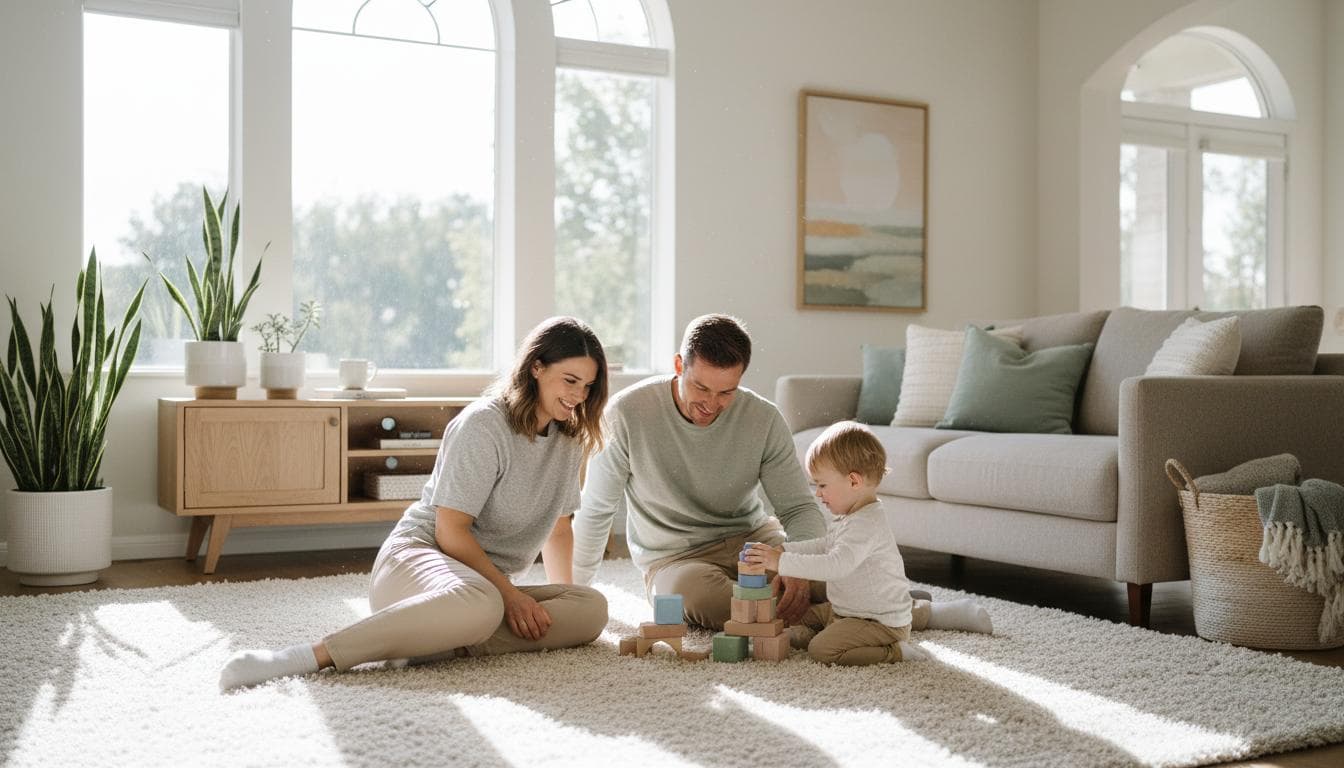 Happy family in a clean home in Land O' Lakes, FL
